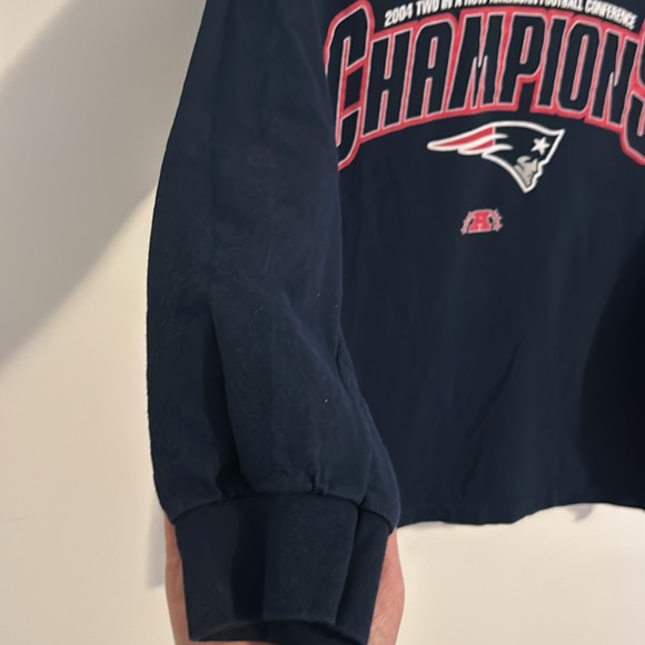 2004 Patriots AFC Championship Long sleeve Navy Blue Shirt. Y2K NFL Apparel Sz M - Picture 4 of 7